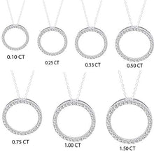 Load image into Gallery viewer, 0.10 Carat (ctw) Round White Diamond Circle Pendant 1/10 CT (Silver Chain Included), 14K White Gold