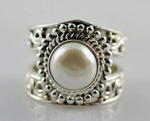 Load image into Gallery viewer, Freshwater Pearl Silver Ring, Pearl Ring, 925 Solid Sterling Silver Ring, Pearl Jewelry, Pearl Ring for Women, Handmade Ring Size 3-14 US
