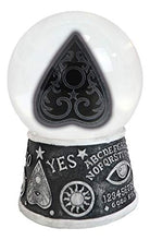 Load image into Gallery viewer, Ebros Wicca Sacred Moon Ouija Spirit Trance Board Evil Eye Pedestal Figurine with Blue and White LED Scrying Glass Gazing Ball Orb Fused with Scroll Lace Planchette Symbol