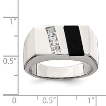 Load image into Gallery viewer, 925 Sterling Silver Mens Cubic Zirconia Cz Black Onyx Band Ring Size 9.00 Man Fine Jewelry For Dad Mens Gifts For Him