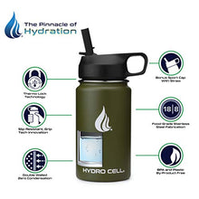Load image into Gallery viewer, HYDRO CELL Stainless Steel Water Bottle w/ Straw & Wide Mouth Lids (64oz 40oz 32oz 24oz 18oz 14oz) - Keeps Liquids Perfectly Hot or Cold with Double Wall Vacuum Insulated Sweat Proof Sport Design (Neon/Neon 14oz)*