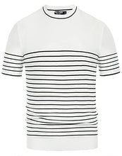 Load image into Gallery viewer, PJ PAUL JONES Men's Golf Stripe Short Sleeve T-Shirts Knit Pullover Sweater White 2XL