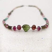 Load image into Gallery viewer, Watermelon Tourmaline Necklace for women Green Beads Jewelry Sterling Silver October Birthstone
