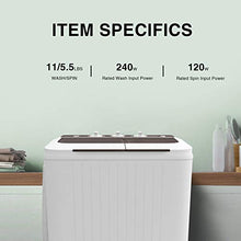 Load image into Gallery viewer, Portable Washing Machine, KUPPET 16.5lbs Compact Twin Tub Wash&Spin Combo for Apartment, Dorms, RVs, Camping and More, White&Brown