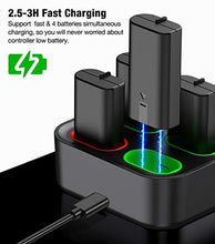 Load image into Gallery viewer, BEBONCOOL Charger for Xbox One Controller Battery Pack, Charger for Xbox One Rechargeable Battery Pack with 4x1200mAh Batteries, Rechargeable Battery Pack for Xbox One/One S/One X/One Elite Controller