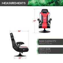 Load image into Gallery viewer, X Rocker Falcon Pedestal PC Office Gaming Chair, 32" x 25" x 42", Black/Red