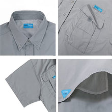 Load image into Gallery viewer, Tuna Men's UV UPF 50+ Sun Protection Soild Anti-Static Waterproof Breathable Fast Dry SPF Hiking Fishing Short Sleeve Shirts (2# XL Cool Grey)