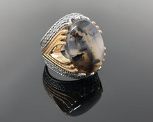Load image into Gallery viewer, KAR Rare Find 925K Sterling Silver Yemeni Agate(Aqeeq) Men's Ring P5C (11)