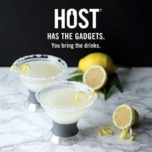 Load image into Gallery viewer, HOST Freeze Insulated Martini Cooling Cups Freezer Gel Chiller Double Wall Stemless Cocktail Glass, Set of 2, 9 oz, Grey