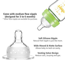 Load image into Gallery viewer, Matyz Glass Breastmilk Baby Feeding Bottle with Nipple, 4 Pack, 8 oz Slim and Light Bottle Easy to Hold, Food Grade Borosilicate Glass, Wide Neck Easy to Clean, BPA Free (Green Lids)