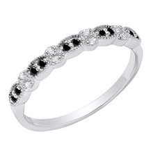 Load image into Gallery viewer, Dazzlingrock Collection 0.15 Carat (ctw) Sterling Silver Round Black & White Diamond Ladies Wedding Band, Size 8