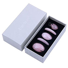 Load image into Gallery viewer, Banshren 5 Piece Rose Quartz Healing Crystals Set, 3 Rose Crystal Quartz Drilled Eggs in Graduated Sizes for Kegel Exercise or Vaginal Training (Small, Medium, Large) & 2 Worry Stones for Meditation