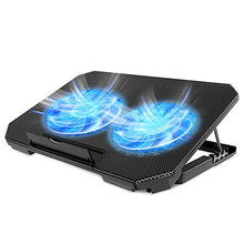 Load image into Gallery viewer, LIENS Laptop Cooling Pad with Adjustable Height Two 5.1 Inches Fan 2 USB Ports Suitable for 12"-15.6" Laptops(Black)