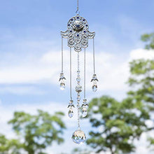 Load image into Gallery viewer, YU FENG Hanging Clear Crystal Suncatcher Ornaments with Hamsa Hand and Blue Evil Eye Protection Charm,Angel Style Chandelier Crystal Beads Chain