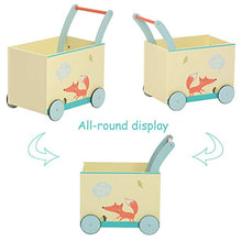 Load image into Gallery viewer, Labebe Baby Walker with Wheel, Fox Printed Wooden Push Toy, 2-in-1 Wooden Activity Walker for Baby 1-3 Years, Baby Wagon/Infant Baby Walker Wagon/Baby Learning Walker/Push Pull Toy/Walk Walker