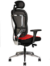 Load image into Gallery viewer, Oak Hollow Furniture Aloria Series Office Chair Ergonomic Executive Computer Chair with Headrest, Genuine Leather Seat Cushion, Mesh Back, Adjustable Lumbar Support Swivel and Tilt High-Back (Red)