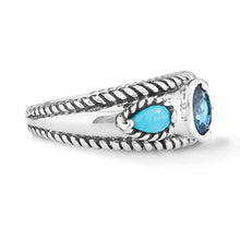 Load image into Gallery viewer, Carolyn Pollack Sterling Silver Sleeping Beauty Turquoise and London Blue Topaz Gemstone Stack Band Ring Size 7