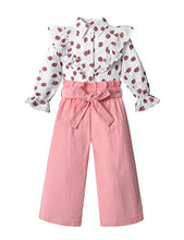 Load image into Gallery viewer, KANGKANG Toddler Girl Fall Outfits White Long Sleeve Ruffles Shirt Toddler Girl Clothes 2t Pink Straight Pants 2pcs Sets