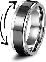Load image into Gallery viewer, MILACOLATO Stainless Steel Black Spinner Fidget Rings for Men Women Cool Chain Sandblast Dragon Pattern Stress Relieving Promise Band Rings,