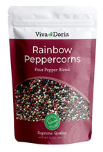 Load image into Gallery viewer, Viva Doria Rainbow Blend Peppercorn, Steam Sterilized Whole Black Pepper, Whole Green Pepper, Whole Pink Pepper, Whole White Pepper, 12 Oz, For Grinder Refill