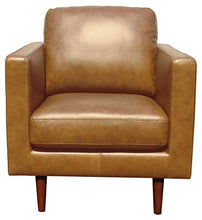 Load image into Gallery viewer, Amazon Brand – Rivet Revolve Modern Leather Armchair with Tapered Legs, 33"W, Caramel