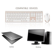 Load image into Gallery viewer, Wireless Keyboard Mouse, Jelly Comb 2.4GHz Ultra Slim Full Size Rechargeable Wireless Keyboard and Mouse Combo for Windows, Laptop, Notebook, PC, Desktop, Computer (White and Gold)