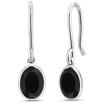 Load image into Gallery viewer, Gem Stone King 925 Sterling Silver Black Onyx Women Dangle Earrings (1.60 Cttw, Gemstone Birthstone, Oval 7X5MM)