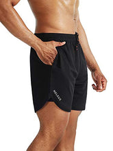 Load image into Gallery viewer, Neleus Men's 2 in 1 Running Shorts with Liner,Dry Fit Workout Shorts with Pockets,6070,2 Pack,Black/Navy Blue,US XL,EU 2XL