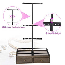 Load image into Gallery viewer, Keebofly Jewelry Organizer Metal & Wood Basic Storage Box - 3 Tier Jewelry Stand for Necklaces Bracelet Earrings Ring Weathered Grey