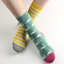 Load image into Gallery viewer, COTTON DAY 7 Days of the Week Little Big Kids Girls Cute Pattern Design Socks (Animals duck swan fox rabbit, L: Shoe Size 13.5-3.5)