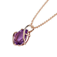 Load image into Gallery viewer, 10k Rose Gold Genuine Pear-shape Amethyst Teardrop Pendant Necklace