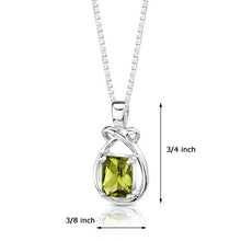 Load image into Gallery viewer, 1.50 Carats Genuine Emerald Cut Peridot Sterling Silver Pendant Necklace