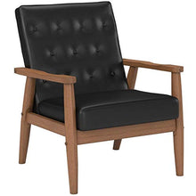 Load image into Gallery viewer, Baxton Studio Sorrento Mid-Century Retro Modern Faux Leather Upholstered Wooden Lounge Chair, Black