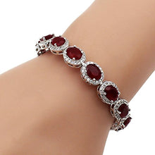 Load image into Gallery viewer, HERMOSA Oval Ladies Tennis Bracelet Sapphire Ruby Emerald White Topaz Silver 7 inch (Ruby)
