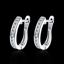 Load image into Gallery viewer, Platinum Gold Hoop Earrings Jewelry Birthday Gifts Presents Gemstone for Women Anniversary Zirconia Crystal