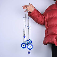 Load image into Gallery viewer, YUFENG Blue Evil Eye Hanging Decoration Ornament Metal Wind Chimes for Home Garden Decoration (Evil Eyes)