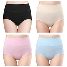 Load image into Gallery viewer, wirarpa Women's Cotton Underwear High Waisted Full Briefs Ladies Comfortable No Muffin Top Panties 4 Pack Size 6, Medium