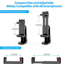 Load image into Gallery viewer, Universal Phone Tripod Mount Adapter + 1/4" Screw + Cell Phone Bracket Clamp, Rotatable Vertical and Horizontal Smartphone Holder Stand Clip for iPhone X XS XR 11 Pro, Samsung S10 S9+, and All Phones