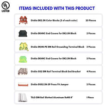 Load image into Gallery viewer, Dinkle UL Every Color DIN Rail Terminal Block Kit 20 DK2.5N 12 AWG Gauge 20A 600V Ground DK4N-PE Jumper DSS2.5N-10P End Covers End Brackets