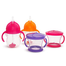 Load image into Gallery viewer, Munchkin Happy Snacker Snack Catcher & Sippy Cup Set, 4 Pack, Pink/Purple/Orange