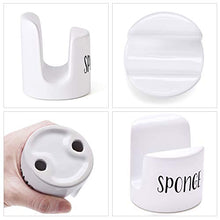 Load image into Gallery viewer, Sponge Holder for Kitchen Sink - Sink Sponge Holder- kitchen Sponge Holder - Rustic Farmhouse kitchen Decor- kitchen Sink Accessories - kitchen Counter Decor- Ceramic Sponge Holder - White