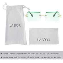 Load image into Gallery viewer, LASPOR Retro Rimless Rectangle Sunglasses for Women Men Tinted Lens Gold Metal Frameless Vintage Square Glasses UV400 Protection Green gradient