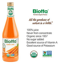 Load image into Gallery viewer, Biotta Organic Carrot Juice - 100% Juice Superfood For Optimal Eye Health, Immune Support & Muscle Recovery - Excellent Source of Vitamin A & Good Source of Potassium - (16.9 Fl Oz, Pk of 6)