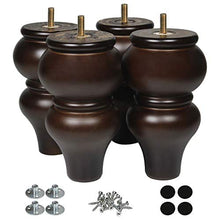 Load image into Gallery viewer, AORYVIC Wood Sofa Legs 6 inch Turned Furniture Legs Set of 4 Legs for Furniture Couch Recliner Futon (6 inch)