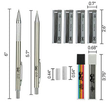 Load image into Gallery viewer, Mr. Pen- Metal Mechanical Pencil Set with Lead and Eraser Refills, 5 Sizes, 0.3, 0.5, 0.7, 0.9, 2mm, Drafting, Sketching, Architecture, Drawing Mechanical Pencils, Metal Mechanical Pencils