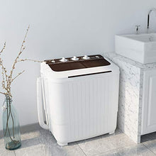 Load image into Gallery viewer, 2020 latest Portable Washing Machine, KUPPET 16.5lbs Compact Twin Tub Wash&Spin Combo for Apartment, Dorms, RVs, Camping and More, White&Brown