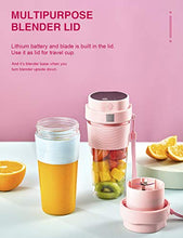 Load image into Gallery viewer, Portable Blender, 300W Rechargeable Personal Blender for Shakes and Smoothies, Mini Blender with Tritan Travel Cup for Sports, Travel, Gym, Home and Office, Pink