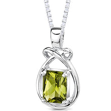 Load image into Gallery viewer, 1.50 Carats Genuine Emerald Cut Peridot Sterling Silver Pendant Necklace
