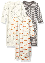 Load image into Gallery viewer, Touched by Nature Baby Organic Cotton Kimono Gowns, Fox, 0-6 Months