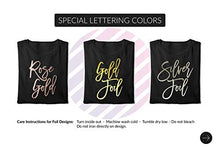 Load image into Gallery viewer, Bachelorette Party Shirts, Soft Crew Neck and V-Neck Customizable Bride Squad T-Shirts For The Bride and Bridesmaids, Rose Gold Graphic and Unique Shirt Colors